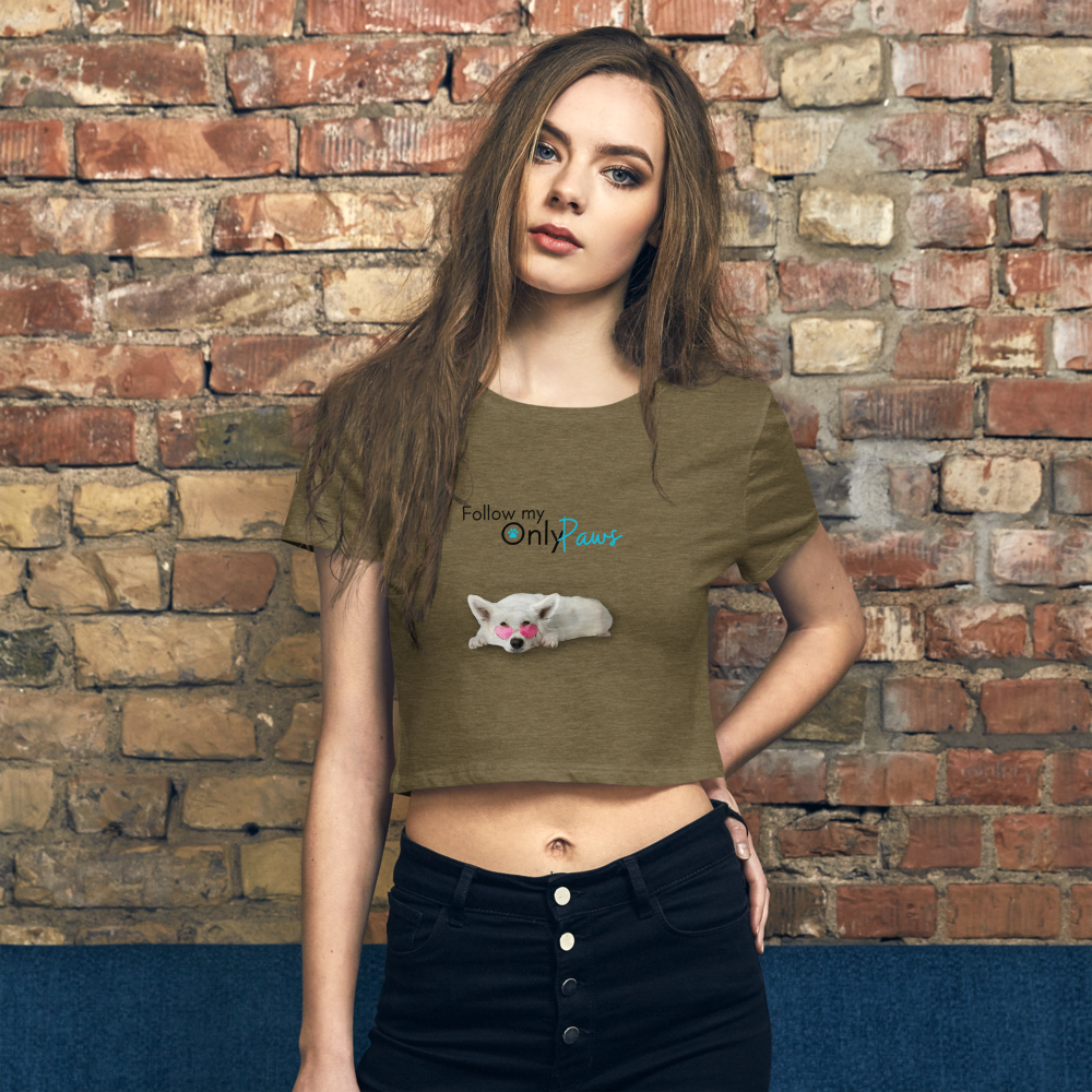 Girl in a t-shirt that reads only paws